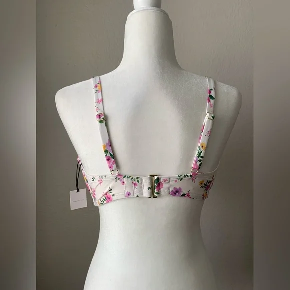 Shade & Shore Cream Pink Ruched Bustier Swim Top - Picture 2 of 4